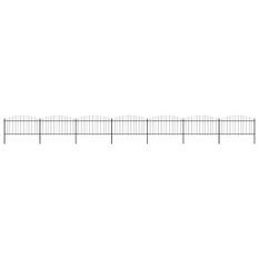 Clôture de jardin à dessus en lance Acier (1,25-1,5)x11,9m Noir