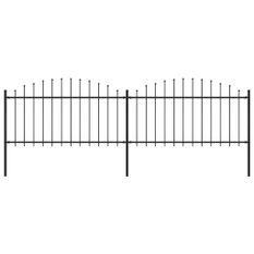 Clôture de jardin à dessus en lance Acier (1,25-1,5)x3,4 m Noir