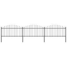 Clôture de jardin à dessus en lance Acier (1,25-1,5)x5,1 m Noir