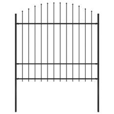 Clôture de jardin à dessus en lance Acier (1,5-1,75)x1,7 m Noir