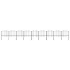 Clôture de jardin à dessus en lance Acier (1,5-1,75)x15,3m Noir