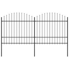 Clôture de jardin à dessus en lance Acier (1,5-1,75)x3,4 m Noir