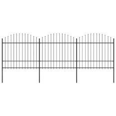 Clôture de jardin à dessus en lance Acier (1,5-1,75)x5,1 m Noir