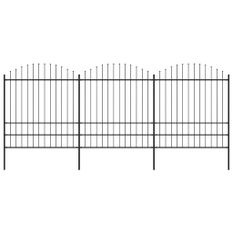 Clôture de jardin à dessus en lance Acier (1,75-2)x5,1 m Noir
