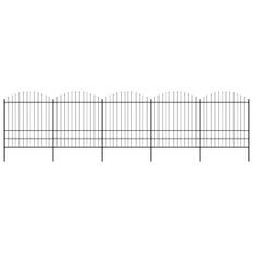 Clôture de jardin à dessus en lance Acier (1,75-2)x8,5 m Noir