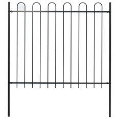 Clôture de jardin avec dessus en cerceau Acier 1,7 m Noir 4
