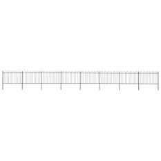 Clôture de jardin avec dessus en cerceau Acier 13,6x1,2 m Noir