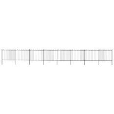 Clôture de jardin avec dessus en cerceau Acier 13,6x1,5 m Noir