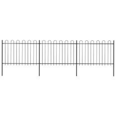 Clôture de jardin avec dessus en cerceau Acier 5,1 x 1,2 m Noir