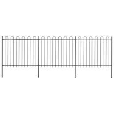 Clôture de jardin avec dessus en cerceau Acier 5,1 x 1,5 m Noir