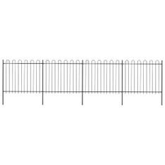 Clôture de jardin avec dessus en cerceau Acier 6,8 x 1,5 m Noir