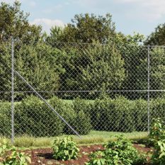 Clôture en mailles de chaîne avec bride argenté 2,2x25 m