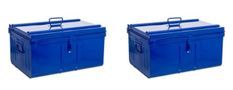 Coffre de chantier avec plateau amovible métal bleu Dax - Lot de 2