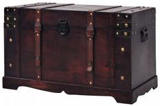 Coffre de rangement bois marron Canvas L 66 x H 40 x P 38 cm - Style Antique