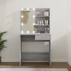 Coiffeuse avec LED Sonoma gris 74,5x40x141 cm