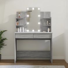 Coiffeuse avec LED Sonoma gris 96x40x142 cm