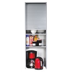 Colonne cuisine à rideau KUMA 40 cm – Meuble compact suspendu ou à poser avec étagères