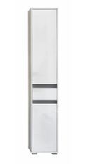 Colonne de salle de bain 2 portes 1 tiroir MDF blanc brillant Sabine L 35 cm