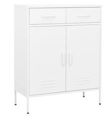 Commode 2 portes 2 tiroirs Klako 80 cm - Acier mat