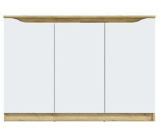 Commode 3 portes bois chêne clair et blanc Temira 130 cm