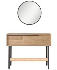 Console fixe avec miroir bois et rotin Zenax 160 cm