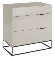 Commode 3 tiroirs bois laqué et acier noir Ciora