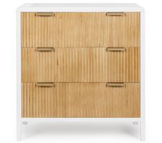 Commode 3 tiroirs CHARLEY 80 cm – Blanc & naturel