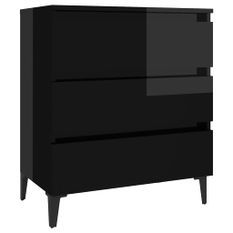 Commode 3 tiroirs Noir brillant 60x35x69 cm