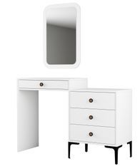 Commode 4 tiroirs avec miroir mural bois blanc Kindo 124 cm