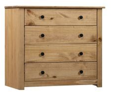 Commode 4 tiroirs en bois de pin massif Autika 80 cm – Élégance rustique et praticité