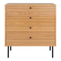 Commode 4 tiroirs KYOTO – Chêne & métal noir