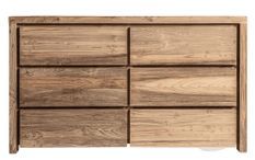 Commode 6 tiroirs bois massif naturel vieilli style colonial Rubha 140 cm