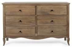 Commode 6 tiroirs DOMIKA 125 cm – Bois massif de manguier & poignées en fonte
