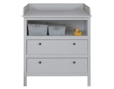 Commode à langer 2 tiroirs mélaminé blanc Leone