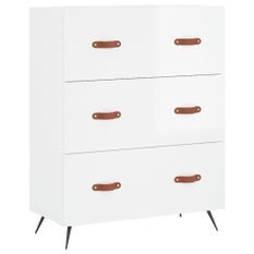 Commode blanc brillant 69,5 x 34 x 90 cm bois d'ingénierie