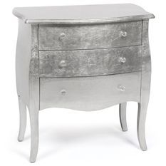 Commode bois laqué argent 3 tiroirs Klara