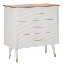Commode Matera bois blanc et brun 3 tiroirs design