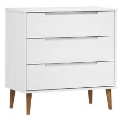 Commode MOLDE Blanc 80x40x80 cm Bois de pin massif