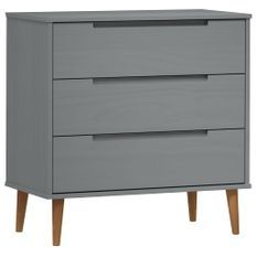 Commode MOLDE Gris 80x40x80 cm Bois de pin massif