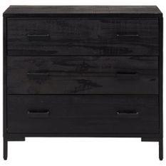 Commode Noir 75x35x70 cm Bois de pin massif