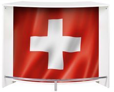 Comptoir de bar 2 portes blanc drapeau Suisse Snack 134 cm