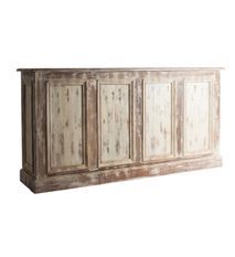 Comptoir de bar 2 tiroirs 2 niches bois de traverse blanc vieilli Aydin