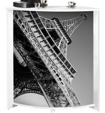 Comptoir de bar blanc et imprimé tour Eiffel Snack 96 cm