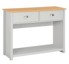 Console 2 tiroirs bois clair et gris Patt