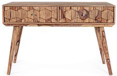 Console 2 tiroirs en bois de sheesham naturel Kany 113 cm