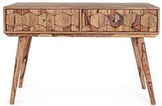 Console 2 tiroirs KAMY – bois massif de sheesham – 113 x 40 cm