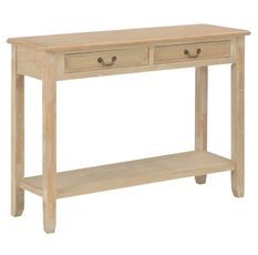 Console 2 tiroirs paulownia et pin massif clair Carla