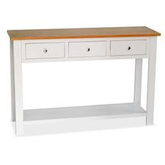 Console 3 tiroirs chêne clair et pin massif blanc Nekte