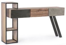 Console 3 tiroirs industrielle bois de manguier recyclé et acier noir Kramer 160 cm