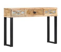 Console 3 tiroirs manguier massif clair et métal noir Maneci